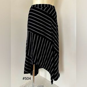NWT Calvin Klein Black White Striped Midi Skirt Sz 4
